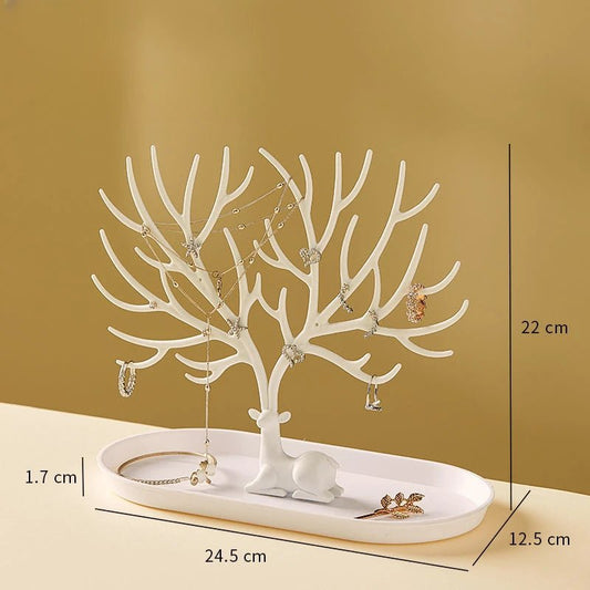 arbre à bijoux déco blanc avec dimensions
