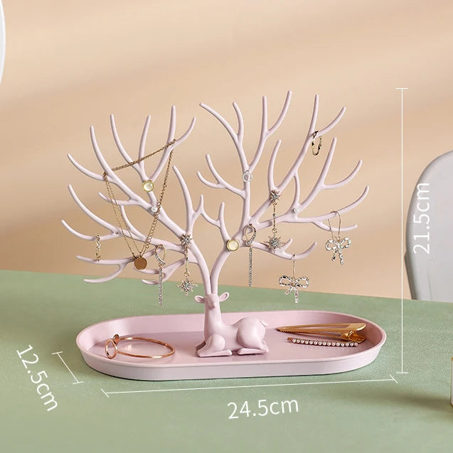 arbre à bijoux déco rose avec dimensions