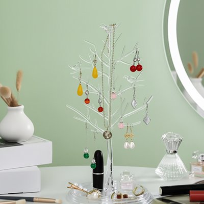 Arbre à bijoux transparent