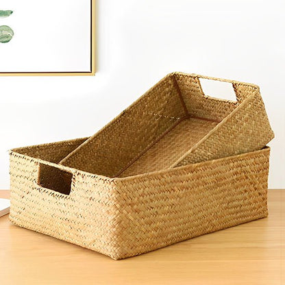 panier de rangement en osier vintage