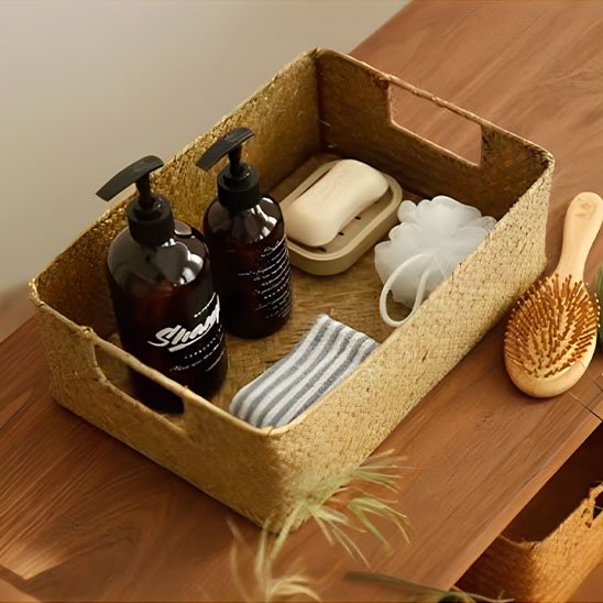 panier de rangement en osier vintage