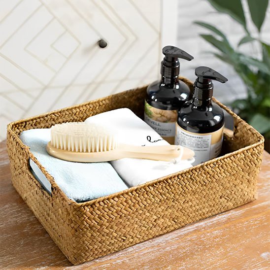 panier de rangement en osier vintage