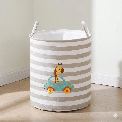 Panier en tissu safari girafe